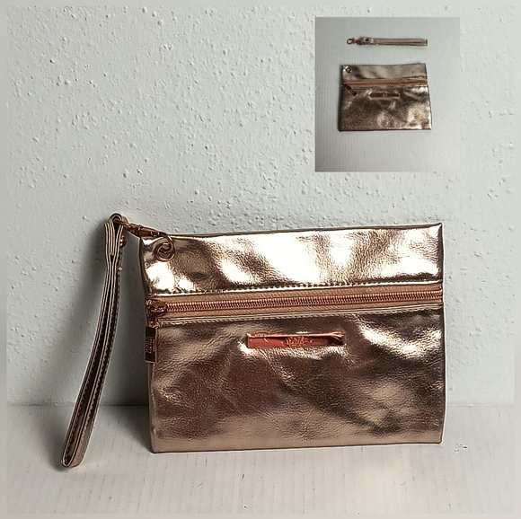 Jones New York Handbags - Jones New York Wristlet Clutch Bag Gold Rose